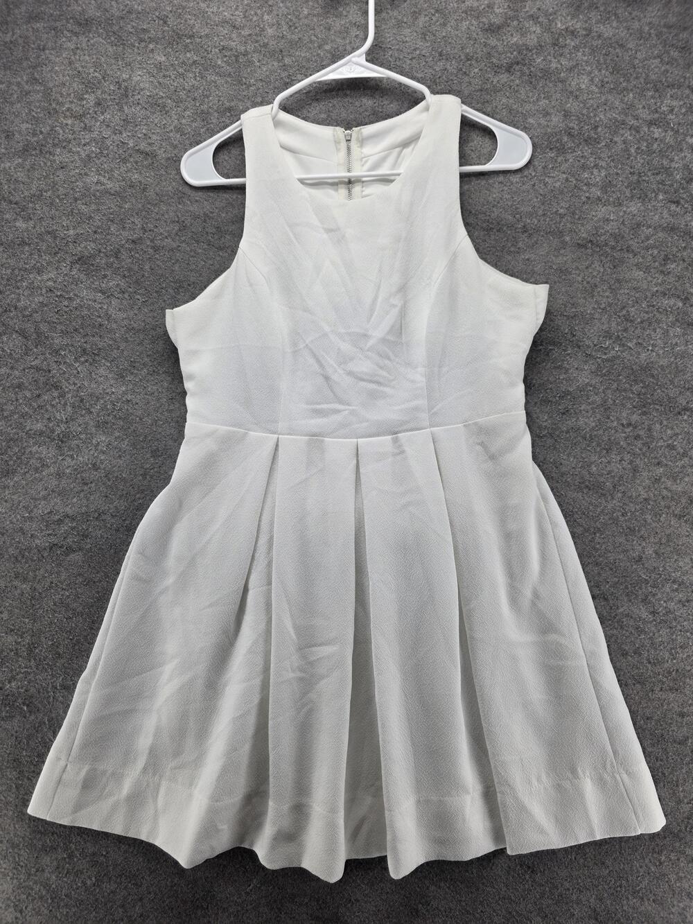 Lulus Dress Womens L White Fit & Flare High Neck Sleeveless Polyester Lined